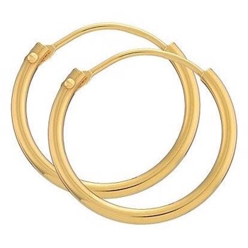 BNH  blanke 14 kt rødguld Øre creoler, Ø 15 mm x 1,3 mm